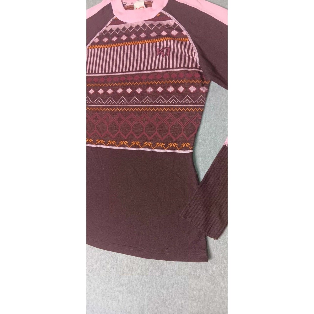 Kari Traa Perle Wool Blend Long Sleeve Base Layer XS Jacquard Knit Nordic Style - Picture 6 of 13